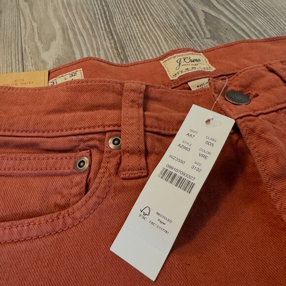 Vintage Red J. Crew 484 Slim-fit garment-dyed five-pocket pant - 31x32 - NEW - Picture 2 of 4